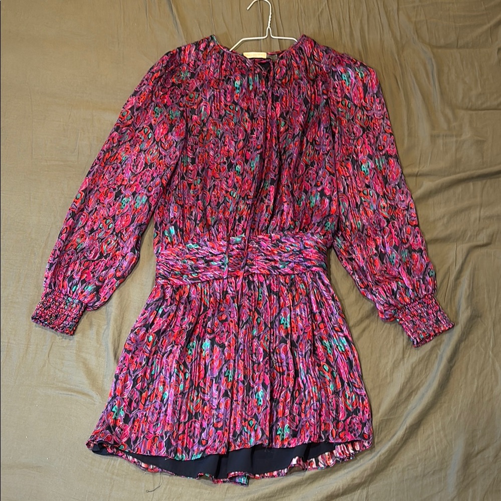 Ramy Brook Pink and Black Bishop Sleeve Sundress